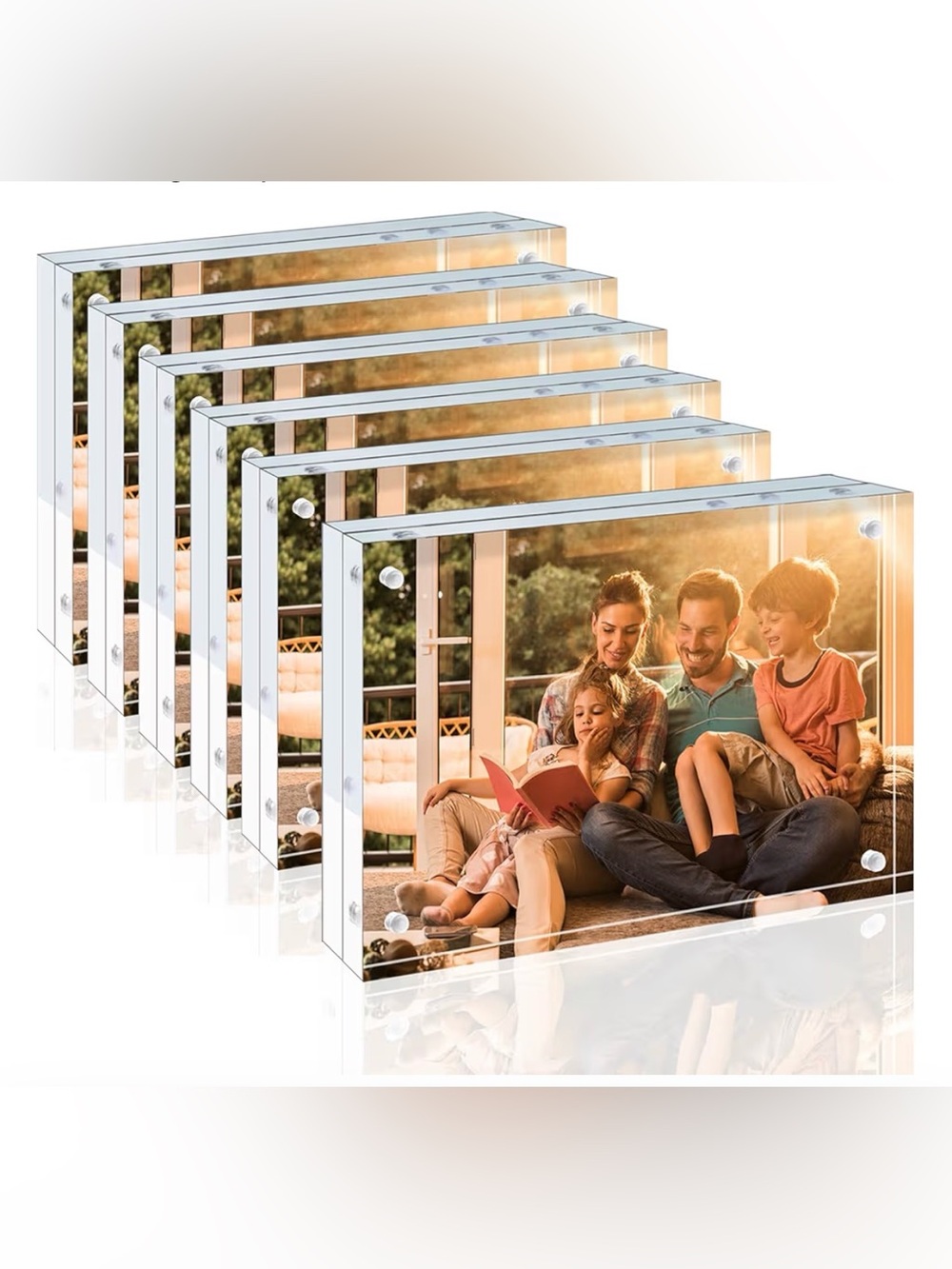 Egofine 4x6 Acrylic Frames 6 Pack, 20mm Thicker Frameless Clear Picture Frames,